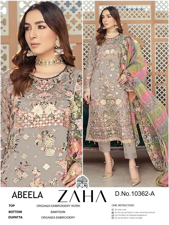 Zaha 10326 Orangza Embroidery Pakistani Suit Suppliers In India